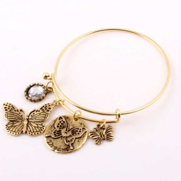 Washed Gold Butterfly Charm Bracelet - Picture 1 of 1